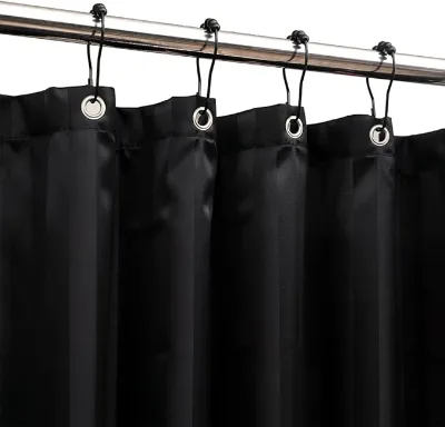 CF-2543 Hot Selling Polyester Shower Curtain Waterproof Solid Color Hotel Bathroom Curtain with Hooks