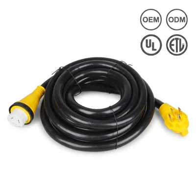 30 Amp RV Power Cord NEMA TT-30P Male Plug 25FT SJTW Weatherproof Heavy Duty ETL Listed with Locking Ring for Camper Trailer