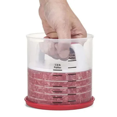 Hamburger Patty Press with Storage Barrel 9 Patties 8 Separators Double Scale 1/4 1/3 lb PS TPR PP Meat Press Tool