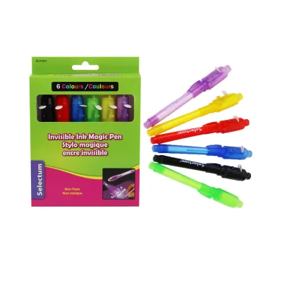 Magical spy Pen 6 Count Uv Light Invisible Ink Pen for Secret Message Kids Play Fun