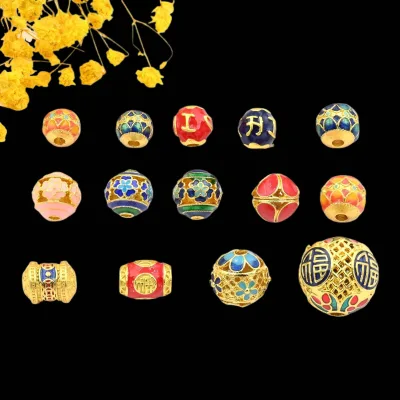 Wholesale Of Ancient-Style Gold Color-Preserving Bead Bucket, Ball, Coin, Blue-Fired Jewelry, Spacer Accessories, Necklaces