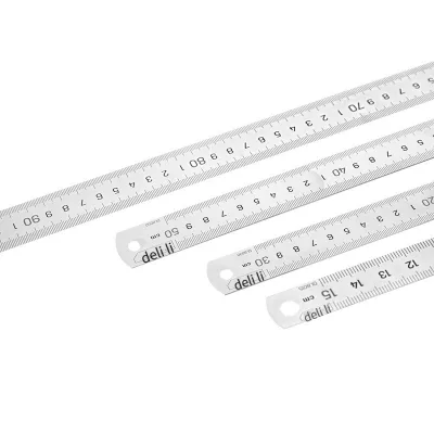 Deli DL8040 Tool Steel Ruler 15cm/30cm/50cm Stainless Steel Measuring Tool Steel Ruler Woodworking Drawing Haning Hole Design High Quality high quality