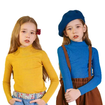 2025 Winter Autumn Baby Girls Pullover Kids Ribbed Sweater Children Girls Basic Style Knitted Sweater