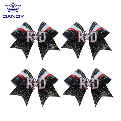 Best Selling Custom Wholesale Glitter Hair Bows Rhinestones Competitive Cheerleading Bows