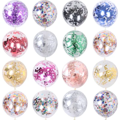 Customizable Wedding Decoration Birthday Party Decoration 12 Inch Paper Sequin Balloon Stuff Golden Bubble Confetti Balloon