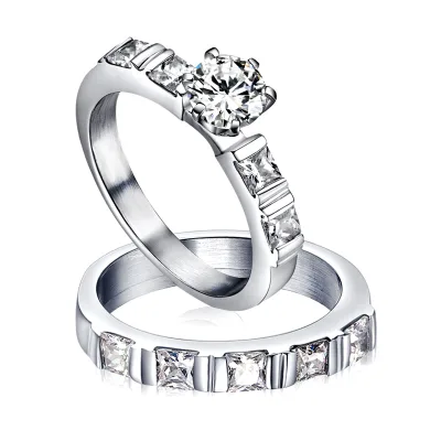 Wholesale Classic Designer Couple Ring Stainless Steel With Zircon Jewelry Ring