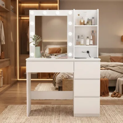 Mercado Libre for Modern Minimalist Small Makeup Table Drawers Vanity Mirror Storage Panel Design MDF Material for Bedroom