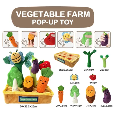 Plush Vegetable Farm Interactive Toy Set for Toddlers Early Learning and Fine Motor Skills Toy for Baby