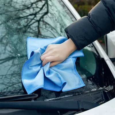 40*40/30*30 Auto Interior Glass Wiping Cloth Custom Label Lightweight Fast Drying 300gsm Car Cleaning Towel Sky Blue