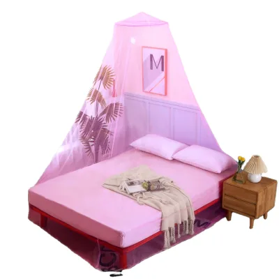 Comfortable Conical Folded Round Bed Canopy pink Cheap