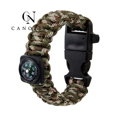 Braided Multi-functional Paracord Survival Bracelet Outdoor Compass Whistle Buckle Tools Paracord for Men