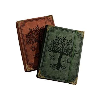 Eco-Friendly Handmade PU Leather Hardcover Modern Loose Leaf Notebook for Back to School Graduation Welcome Note Gifts