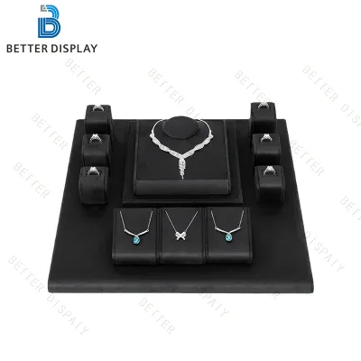 Customized Classic Luxury Black Jewelry Display Rack Set Window Display Tools for Jewelry Accessories