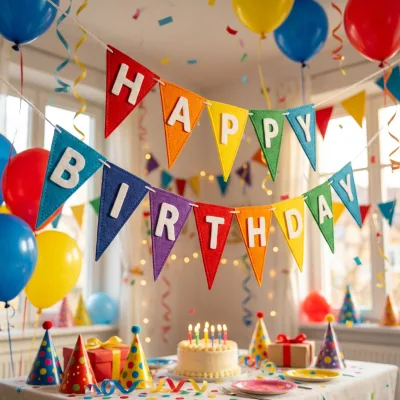 Luxury Felt Birthday Sewing Flag Pulling Birthday Party Decoration Fireplace Decoration Family Gina