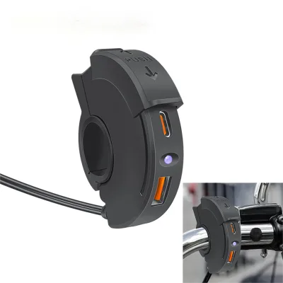 Waterproof Dual USB Type C 30W PD Quick Charge 3.0 Power Adapter Charger Voltmeter Motorcycle USB Phone Charger