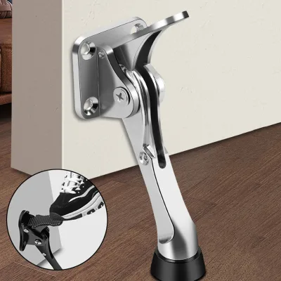 Alloy Kick Down Door Stopper Anti Collision Easy Pedal Floor Holder Self Adhesive Wall Protector Heavy Duty Mute Door Stops