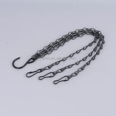 38.5cm 50cm Karwo Black Metal Hanging Chain with Hook for Flower Basket