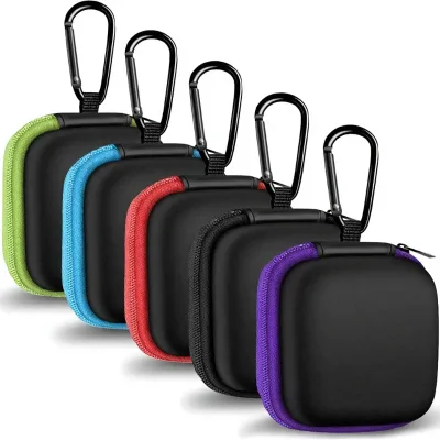 Portable Waterproof EVA Carabiner Case for Earbuds & Headphones SD Cards Camera Chips-Shockproof Square 5-Pack Custom Factory