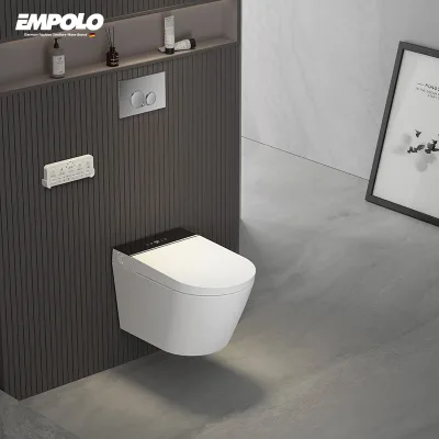 Modern Smart Toilet with Direct-Flush Tank Hidden Wall-Mounted Design Included Remote Control for Bathroom Use