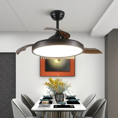 F733 Brown Museum Living Room Restaurant Decorative Lights Fan Chandelier Retractable