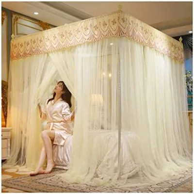 Lace Embroidery Edge Mosquitero Plegable Indoor Luxury Removable Mosquito Net for Bed Valance Folding Mosquito Nets