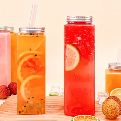 Milk Tea Bottle PET Transparent Creative Plastic Bottle Large Capacity 500ml Portable Juice Bottle