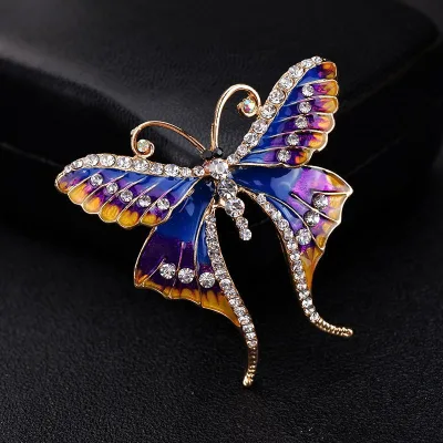 New Arrival Animal Butterfly Brooches Men and Women's Metal Colorful Rhinestone Insects Banquet Wedding Brooch Gifts