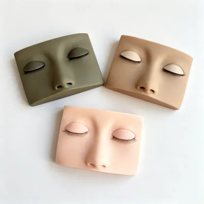 Silicone Practice Mannequin Face, Eyelash Extension & Eyebrow Permanent Makeup Training Model for Beginner Artists