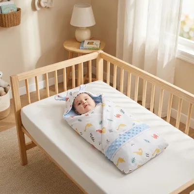 Durable Washable Gentle Plush Inner Cartoon Pattern Baby Comforter for Maternity Hospital Daily Baby Wrapping
