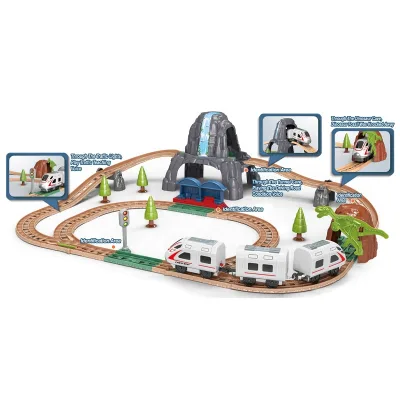 202CM Electric Rail Railway Toy With Light Sound Diy Stem Train Toy Kids Toy Train With Slot Track