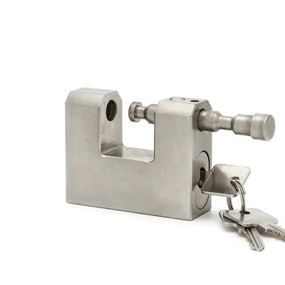 High Security Rectangular Iron Padlock Door Lock with 5 Keys for Garage Trailers and Warehouse Logistics