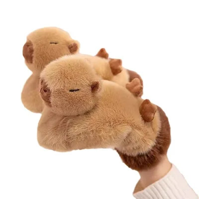 LINDA Autumn and Winter Cute Kapibala Student Plush Warm Halterneck Gloves Windproof and Cold Riding Ski Capybara Gloves