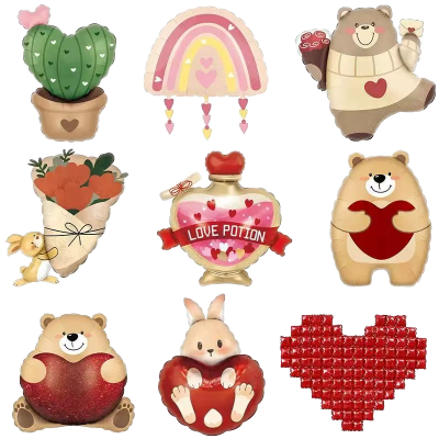 Valentine's Day Ramadan Graduation Love Bear Rabbit Bouquet Cactus Aluminum Film Durable Balloon Wedding Decoration