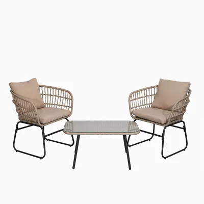 Best Seller Stackable PE Wicker and Plastic Patio Furniture Outdoor Cafe Sofa Set for Garden Hotel Restaurant and Park Use