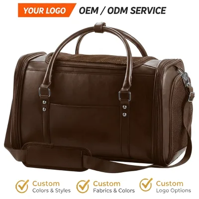 OEM PU Leather Breathable Fashion Ladies Travel Dog Carrier Sling Tote with Zipper Closure for Dayli Use
