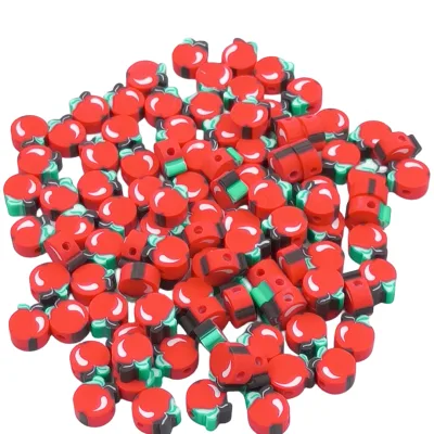 Professional Red Apple Polymer Soft Ceramic Slice DIY Handmade Necklace Bracelet Spacer Beads