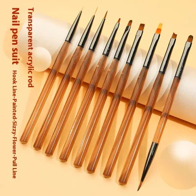 Japanese-Style Nail 9 Suits Painted Pull Line Vignetting Gradient Phototherapy Pen Special Tools for Wood Nylon Nail Pen