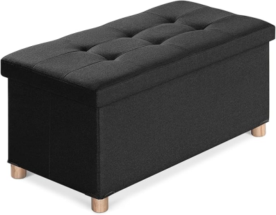 Modern Space-Saving Foldable Ottoman with Legs Linen Fabric Storage Seat Customizable Size