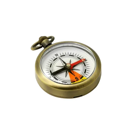 Customized Outdoor Professional Portable Compass Copper Pocket Compass with Pointer Dial Display for Camping