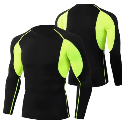 Men Compression Fitness Training Armpit Mesh Shirt Tight Gym Bodybuilding Long Sleeve Black Running Tight Sports Shirt