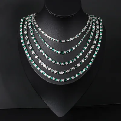 CM JEWELRY Wholesale Brass Custom Fashion Fine Women Cadenas De Tenis Plated Zircon Diamond Tennis Necklaces Collar Women