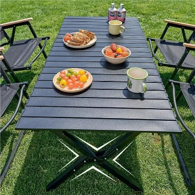 Outdoor Egg Roll Carbon Steel Folding Table and Chair Set with Chair-Wholesale International Shipping