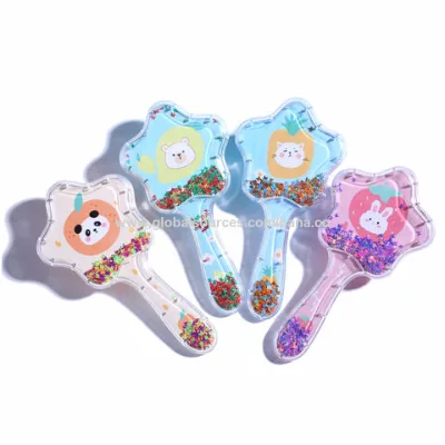 Hot selling printed hair brush love shape multi-pattern straight hair comb kids small cushion comb children brush