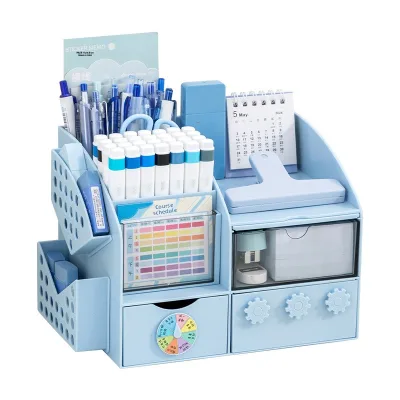 Password-lock Plastic Rectangular Desktop Organizer Self-discipline Check-in Study Planner Pencil Holder Multi-functional