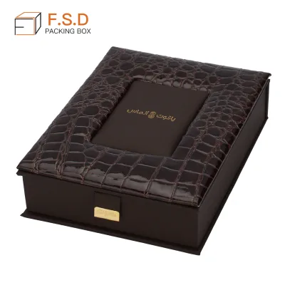 Crocodile Skin Textured PU Leather Factory Price Custom Storage Box Leather Gift Packaging Jewelry Box