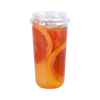Custom LOGO Printed Clear Disposable 12 oz U Shape Juice Boba Milk Bubble Tea Cup With Lids