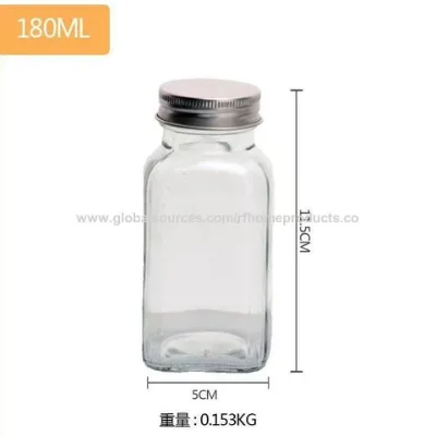 4oz 8oz glass spice jars 120ml Empty Square Spice Containers for household kitchen accessory