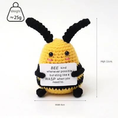 Factory Wholesale Funny Positive Bee Mini Crochet Bees with Positive Affirmations Cards for Inspirational Novelty Gifts