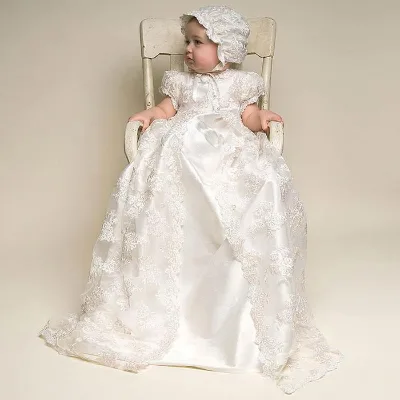 Long White Baby Gown Baptism Dress for Christening