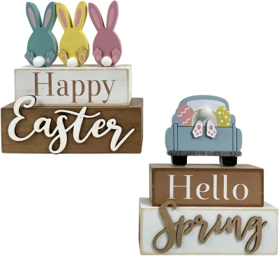 Happy Easter Bunny Wooden Decorations New Design Chinese Style School Graduation New Year Holiday Table Craft Toys
